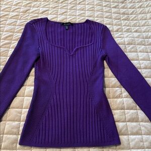 White House Black Market Purple Ribbed Top